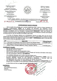 COMMUNIQUE RADIO-PRESSE N&deg;14/C/MIPROMALO/DG/CELCOM/07/22